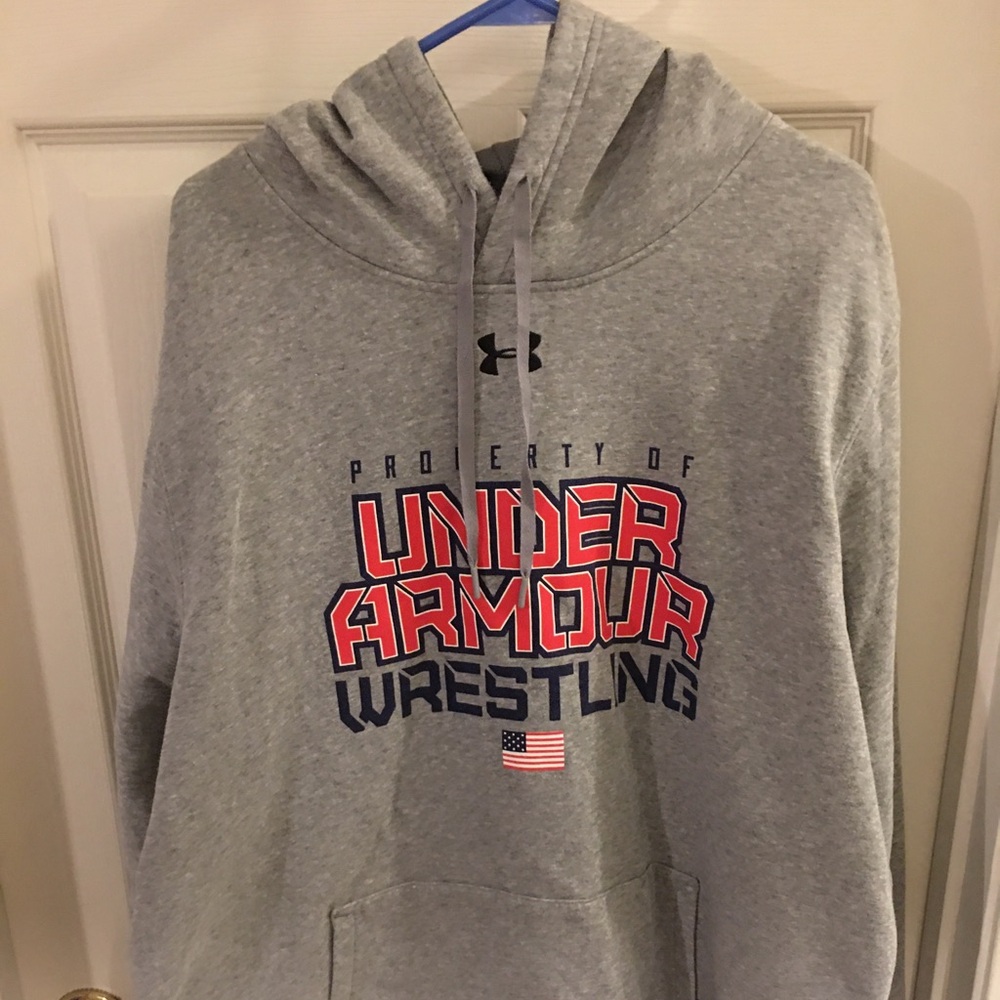 Under Armour Men’s Gray Wrestling Hoodie Size- 3XL American Flag